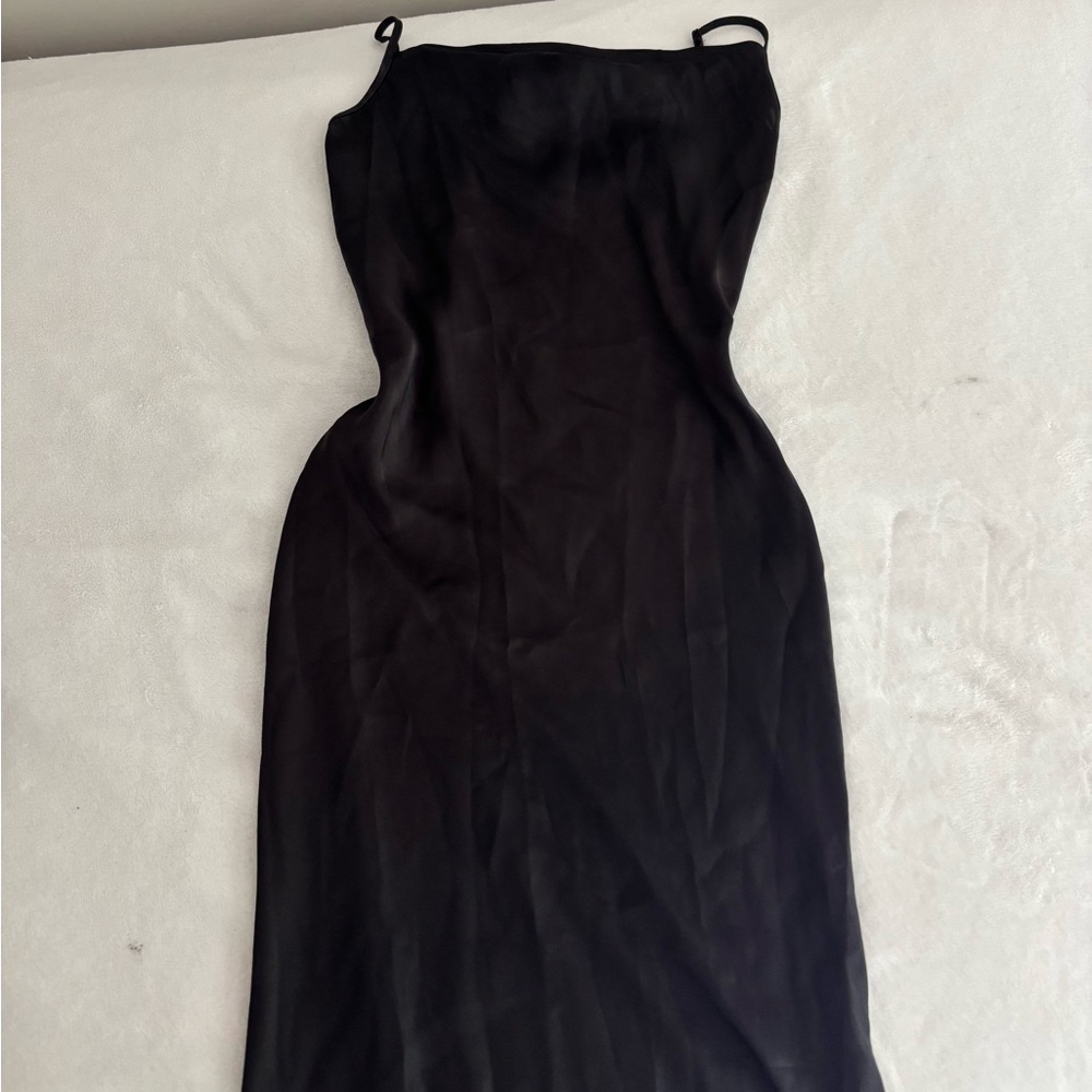 Bebe Black Satin Cocktail Dress